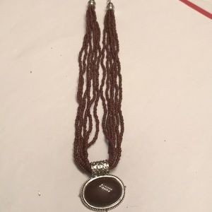 Multi Chain Seed Beaded Pendant Necklace